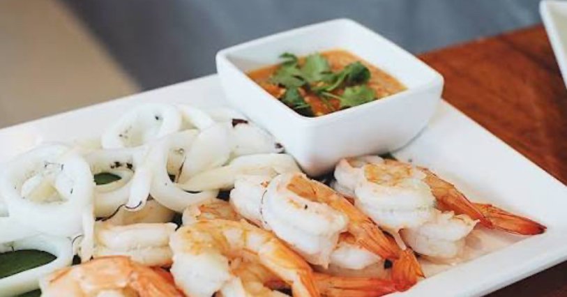 ລວກກຸ້ງ+ປາມຶກ